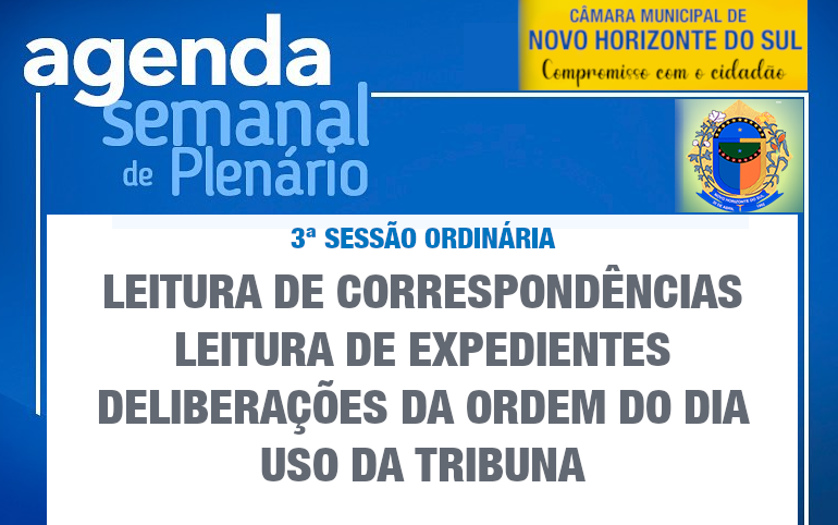 PAUTA DA 3ª SESSÃO ORDINÁRIA